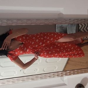 Red floral dress xs